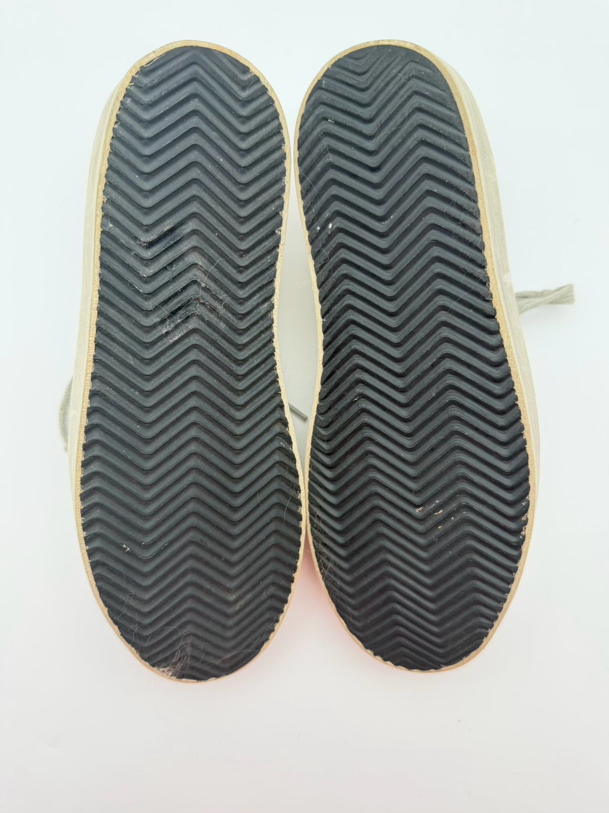 GOLDEN GOOSE Size 38 White & Bronze Textile Sneakers