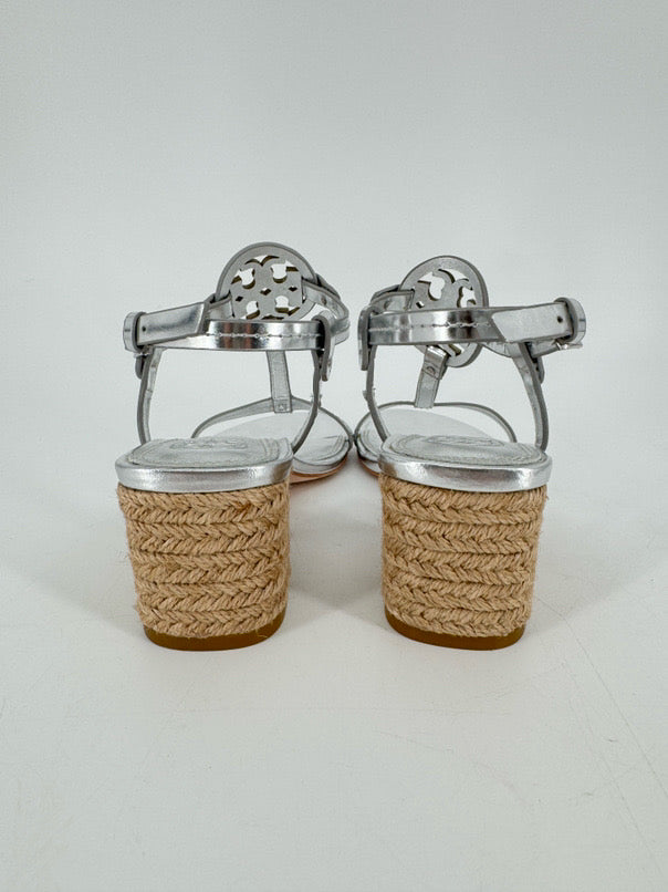 TORY BURCH Size 6.5 Silver Silver Heels