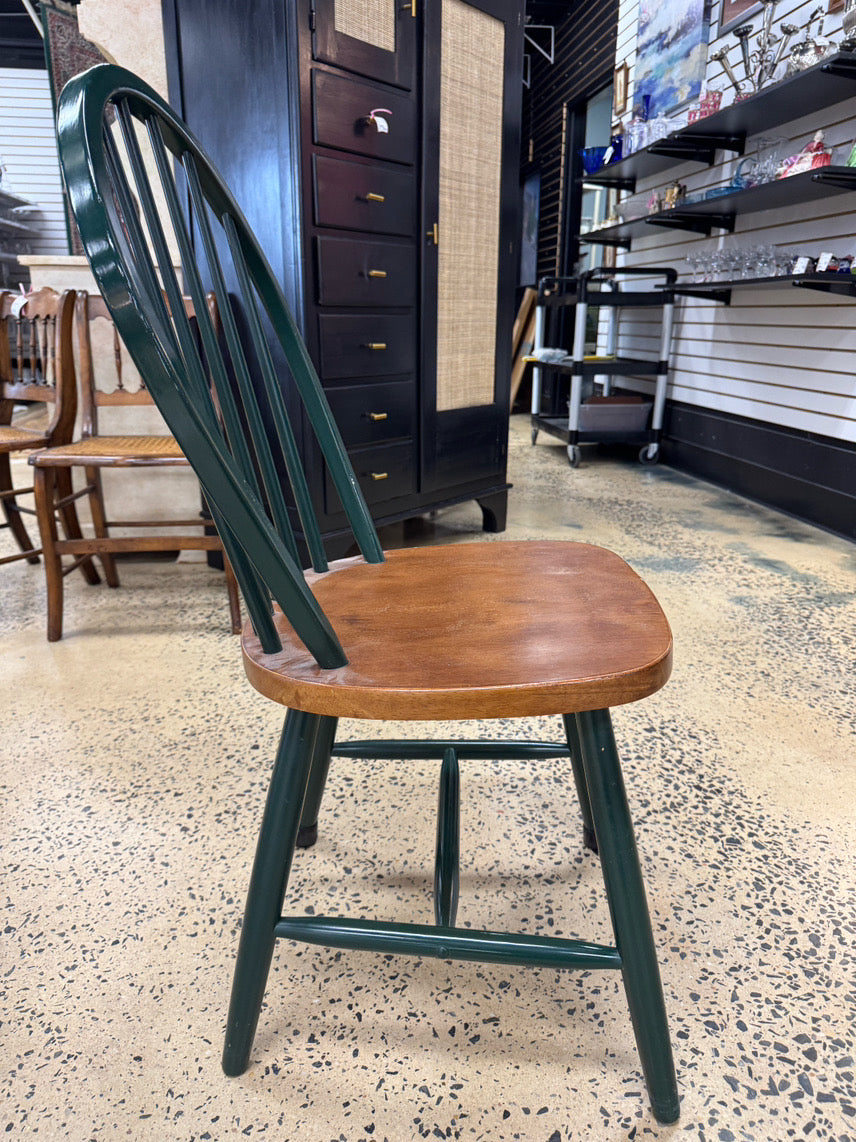 Brown & Green Wood Table & 4 Chairs w/ Leaf