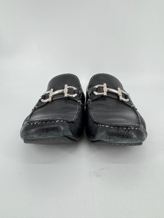 SALVATORE FERRAGAMO Size 9 Black Leather Horsebit Loafers
