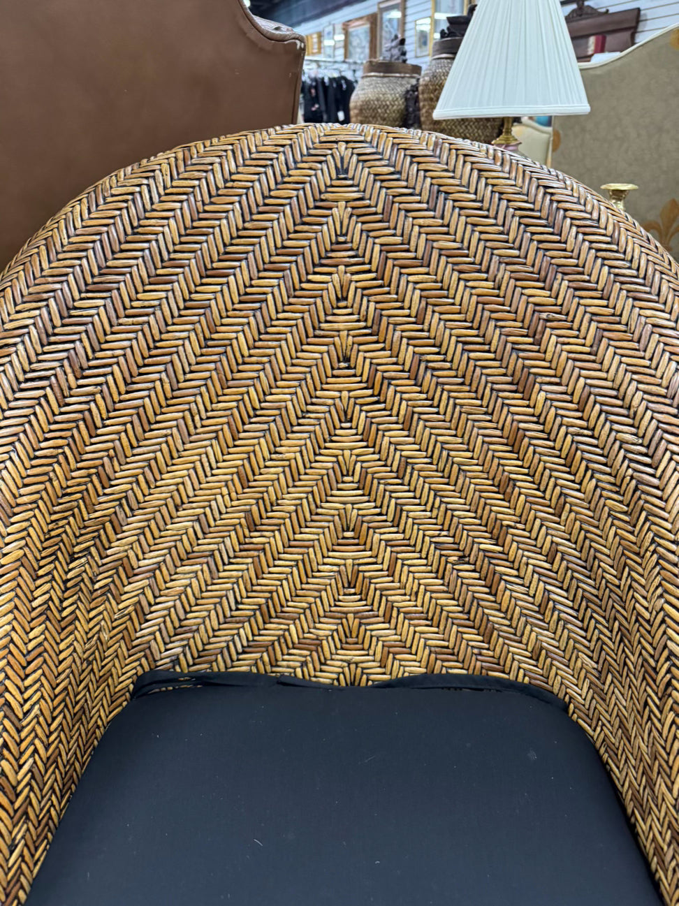 PIERCE MARTIN Brown Cane w/ Black Cushion Side Chair