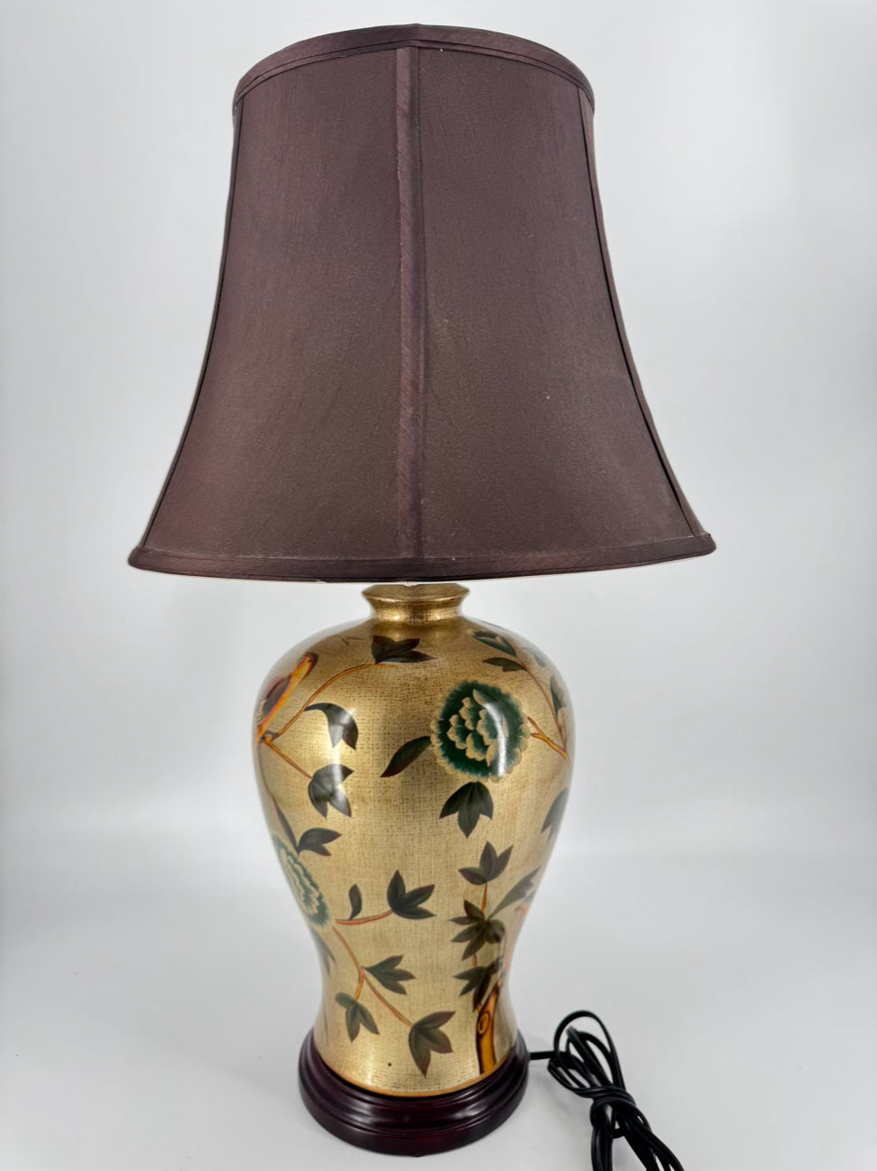 Gold & Green Ceramic Birds Lamp