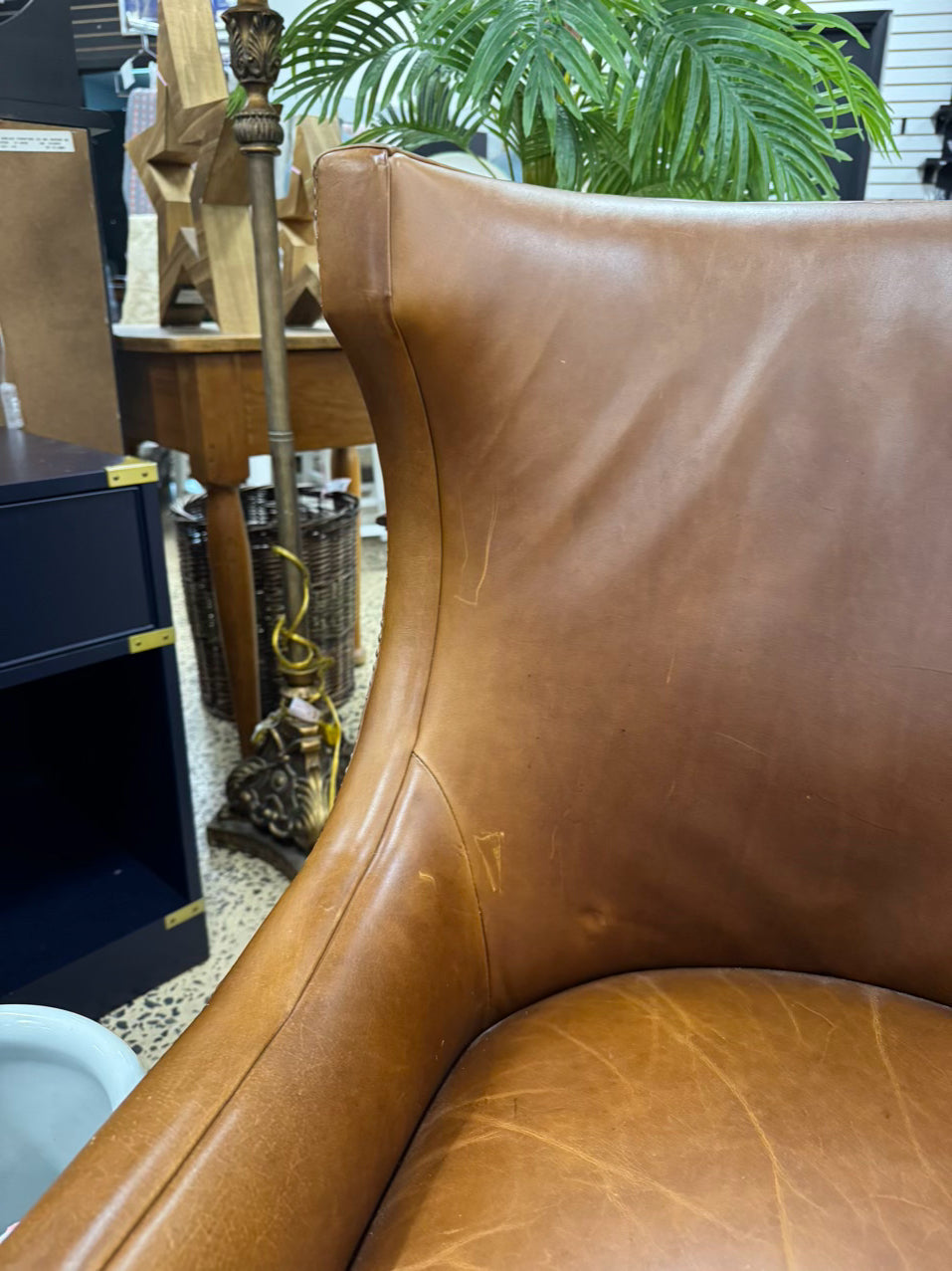 WILLIAMS SONOMA Caramel Leather Nailhead Pair of Chairs