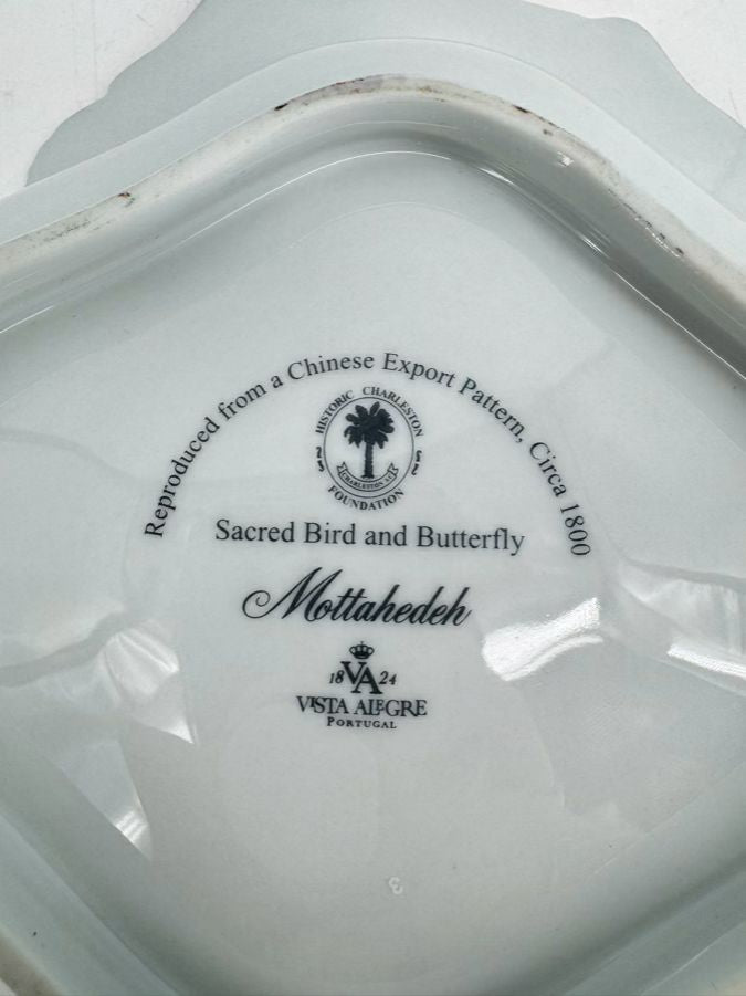MOTTAHEDEH Rust & Gold Porcelain Sacred Bird and Butterfly Dish