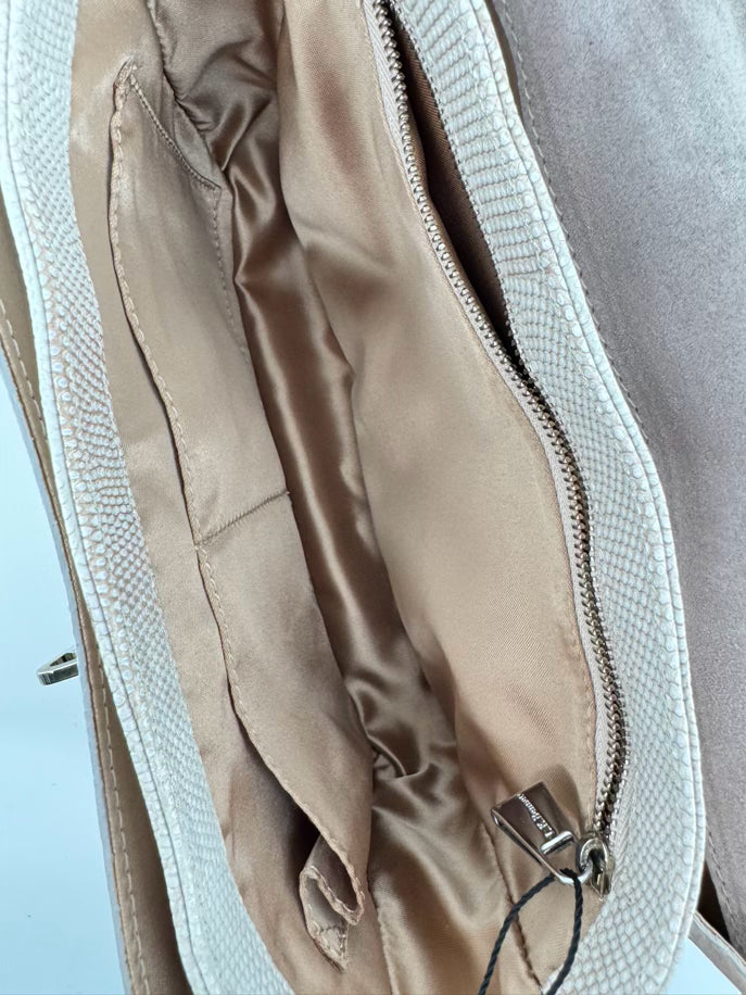 L.K. BENNETT Off White Pebbled Leather Handbag NWT