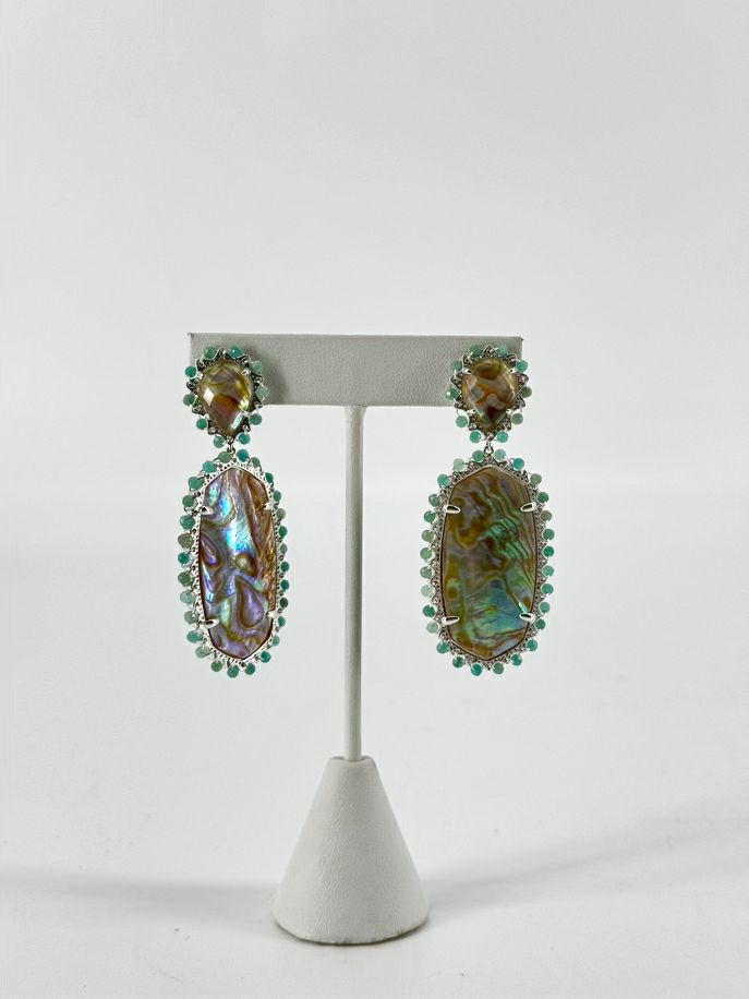 KENDRA SCOTT Silver Tone Abalone Earrings