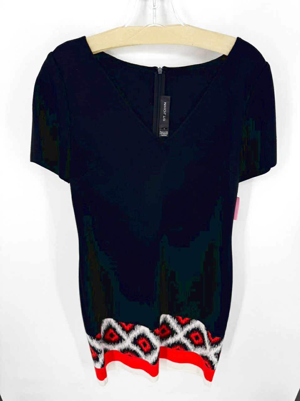 ST JOHN Size 10 Black & Orange Knit Dress