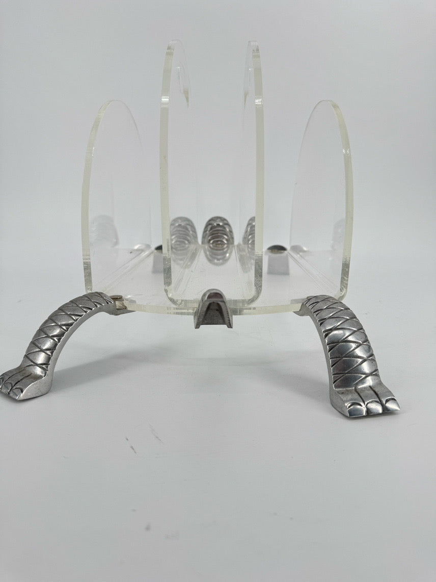Lucite & Silver Tone Turtle Magazine Rack