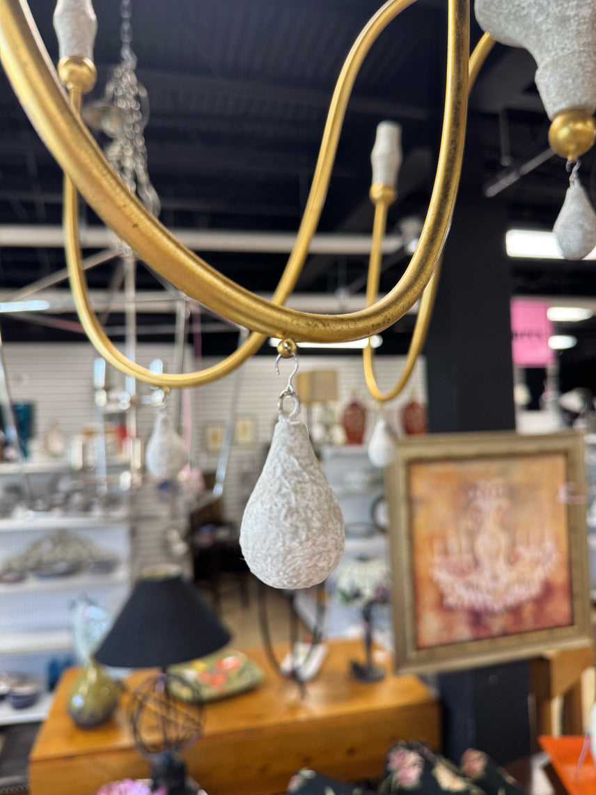 PERIGOLD Gold & Clay Teardrop Detail 6-Arm Chandelier
