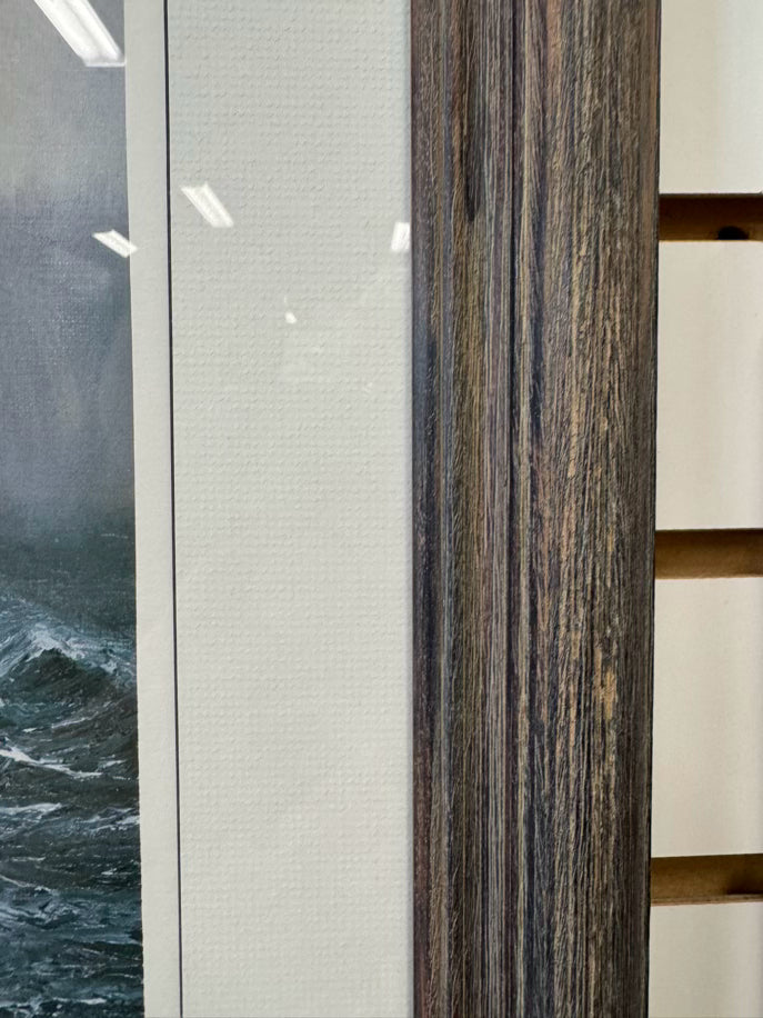 DORIS FOXWELL Ship in Storm Print in Weathered Gray Frame