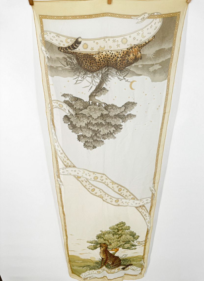 SALVATORE FERRAGAMO Butter Chiffon Animal Scarf