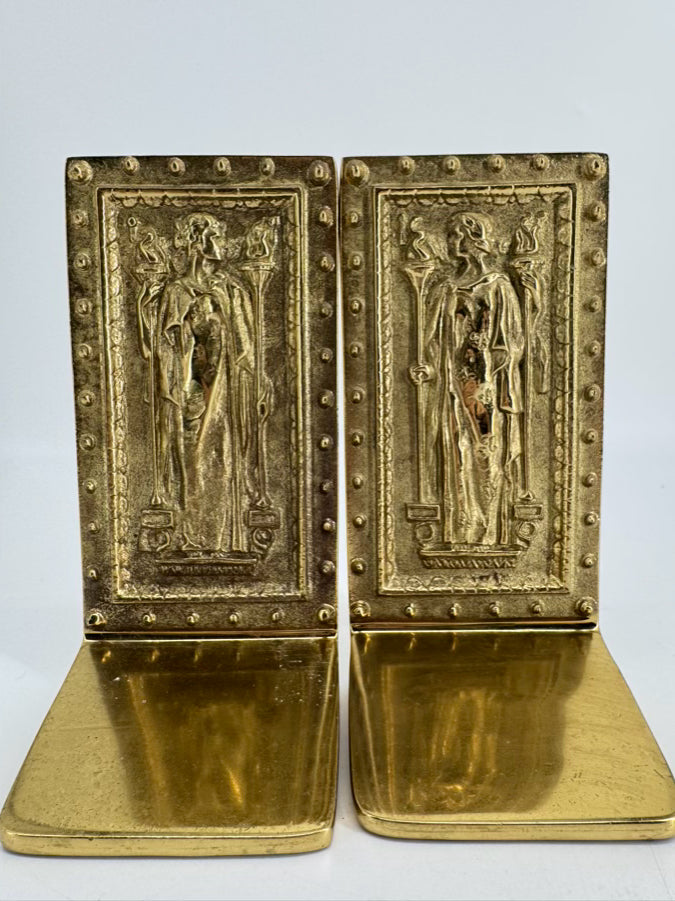 VIRGINIA METALCRAFTERS Brass The Doors to the Library of Congress Bookends