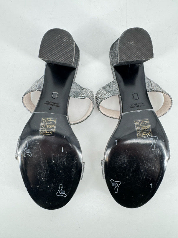 KOKO + PALENKI Size 8 Silver Crystal Detail Kitten Heels