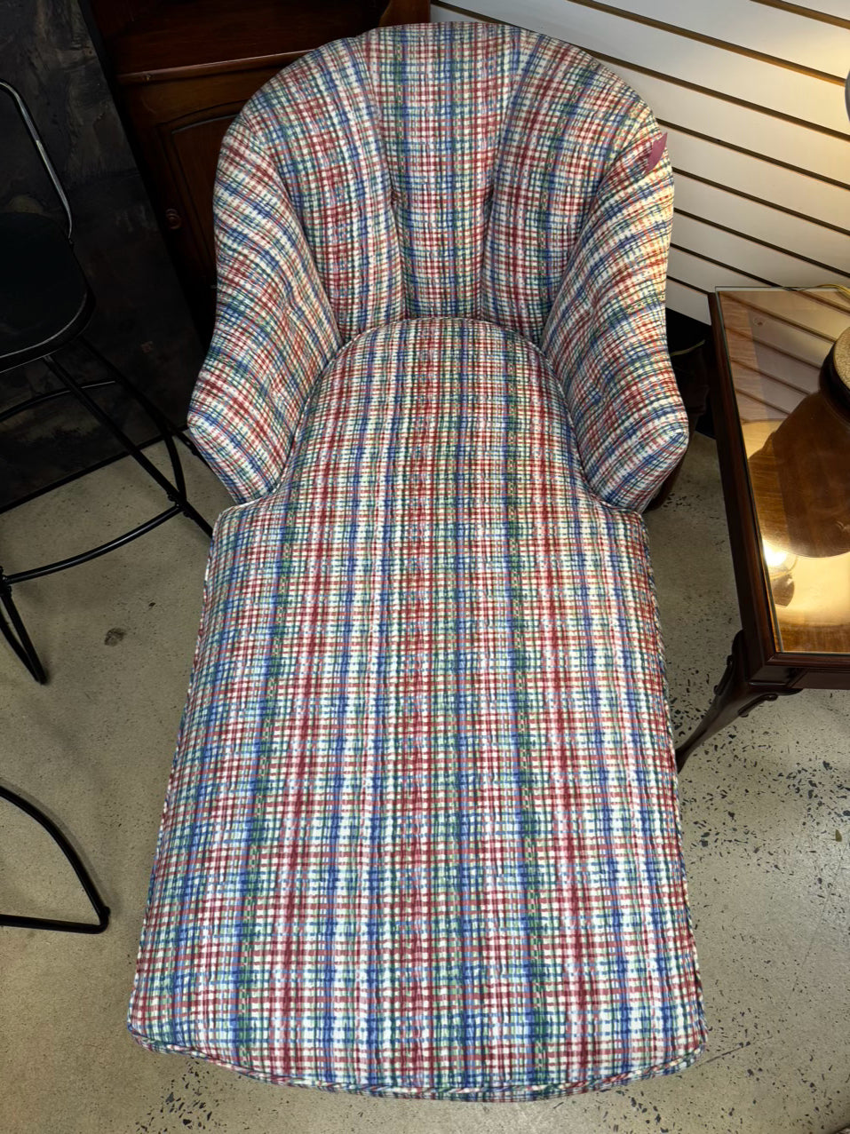 Red & Blue Plaid Chaise