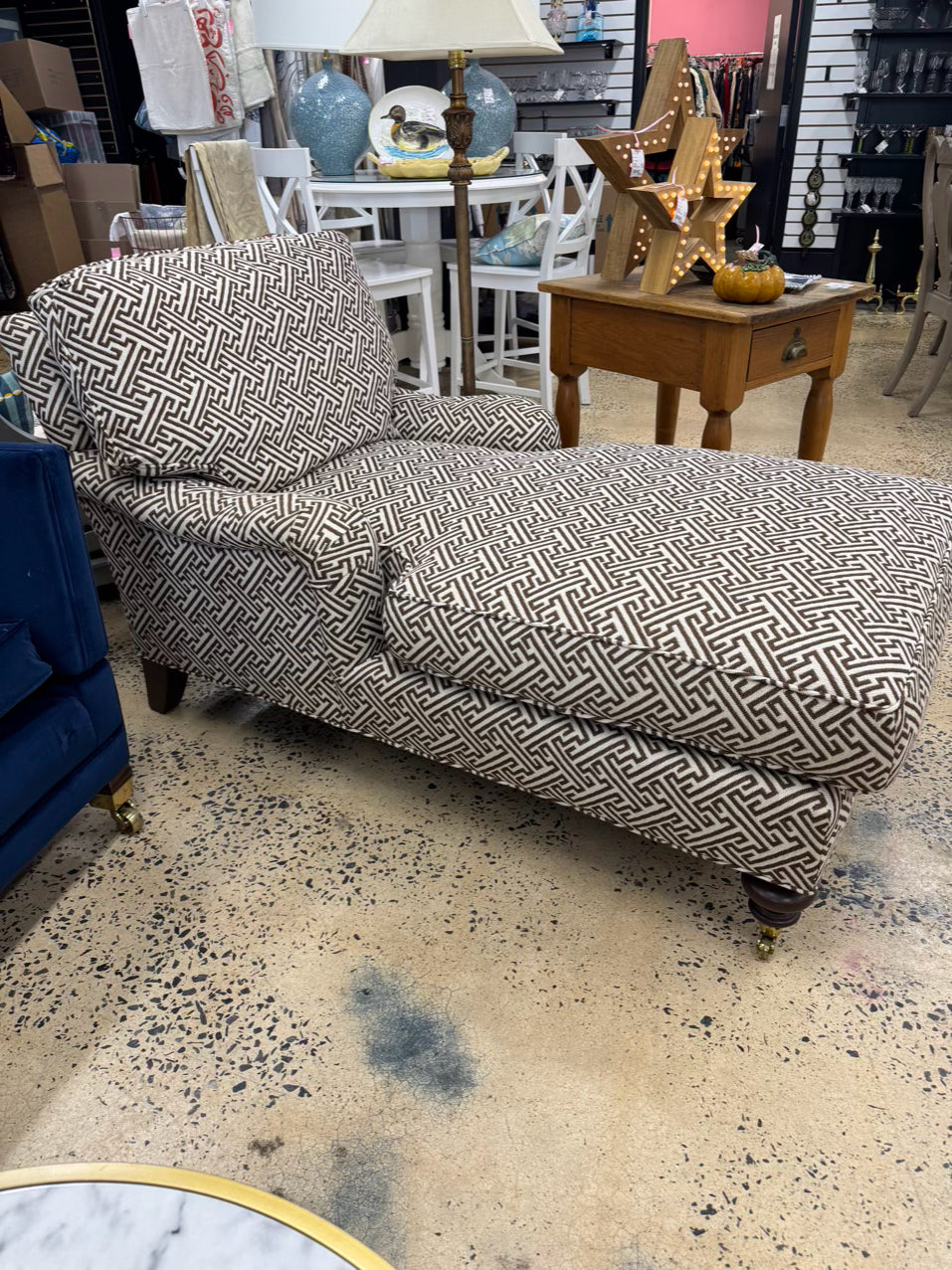 PEARSON Brown & White Geometric Chaise