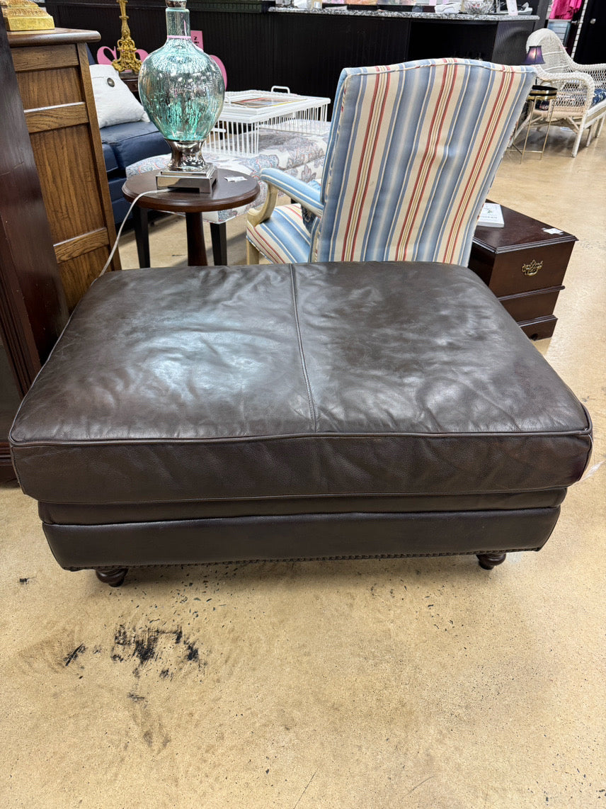 Brown Leather Ottoman