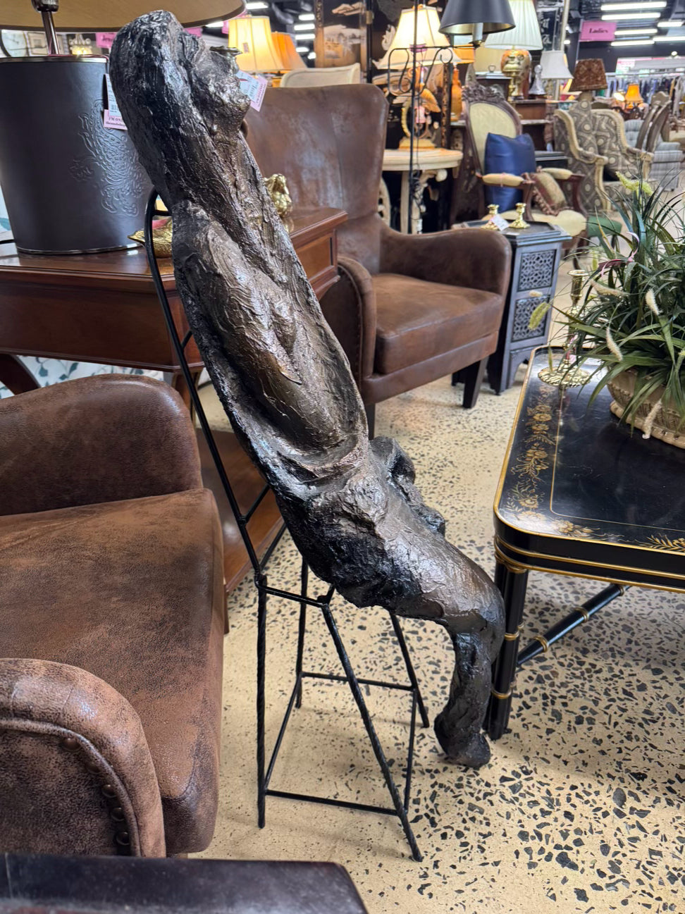 Brown Molded Plastic Woman in Chair Figure