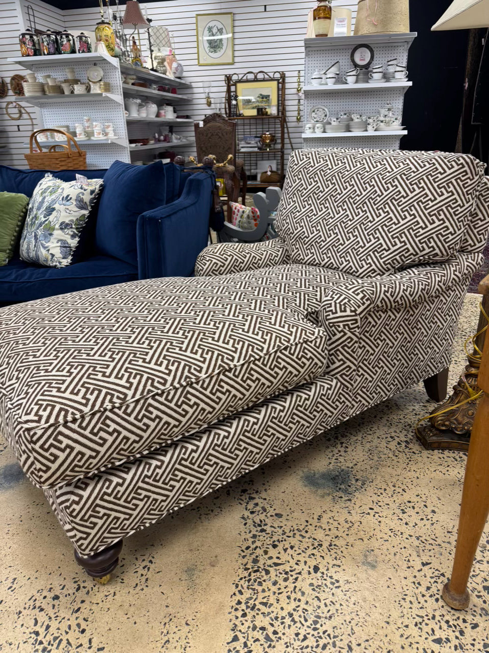 PEARSON Brown & White Geometric Chaise