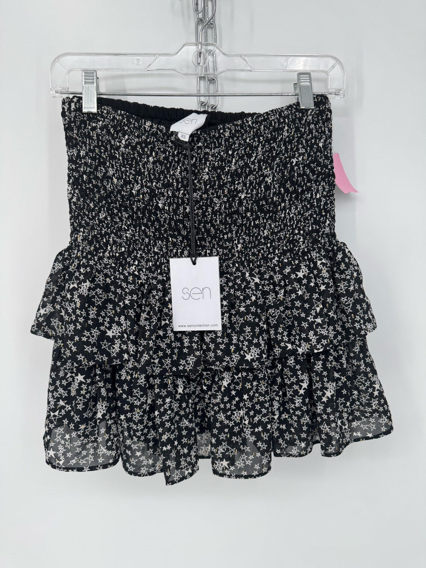 SEN Size XS Black Stars Skirt Set NWT