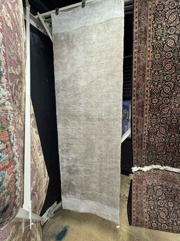 GARNET HILL Cream & Taupe Linen Runner