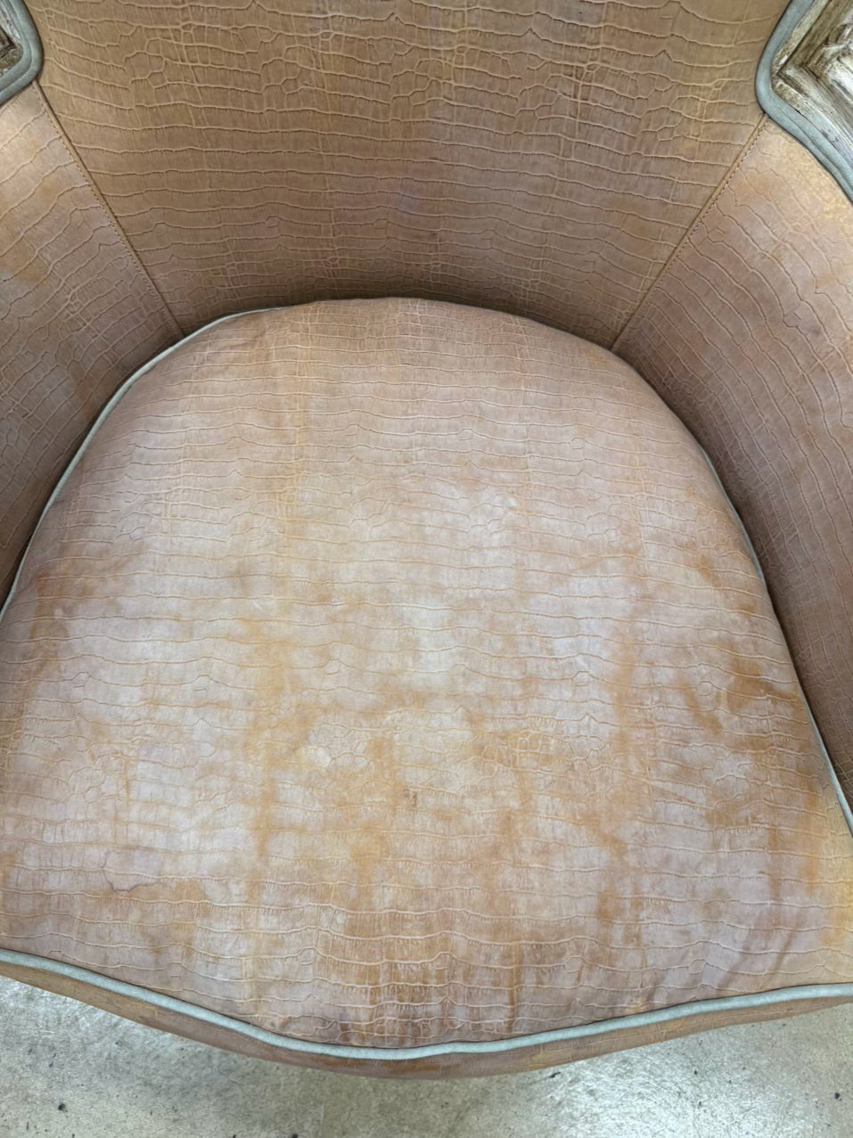 Salmon Leather-Look French Chair