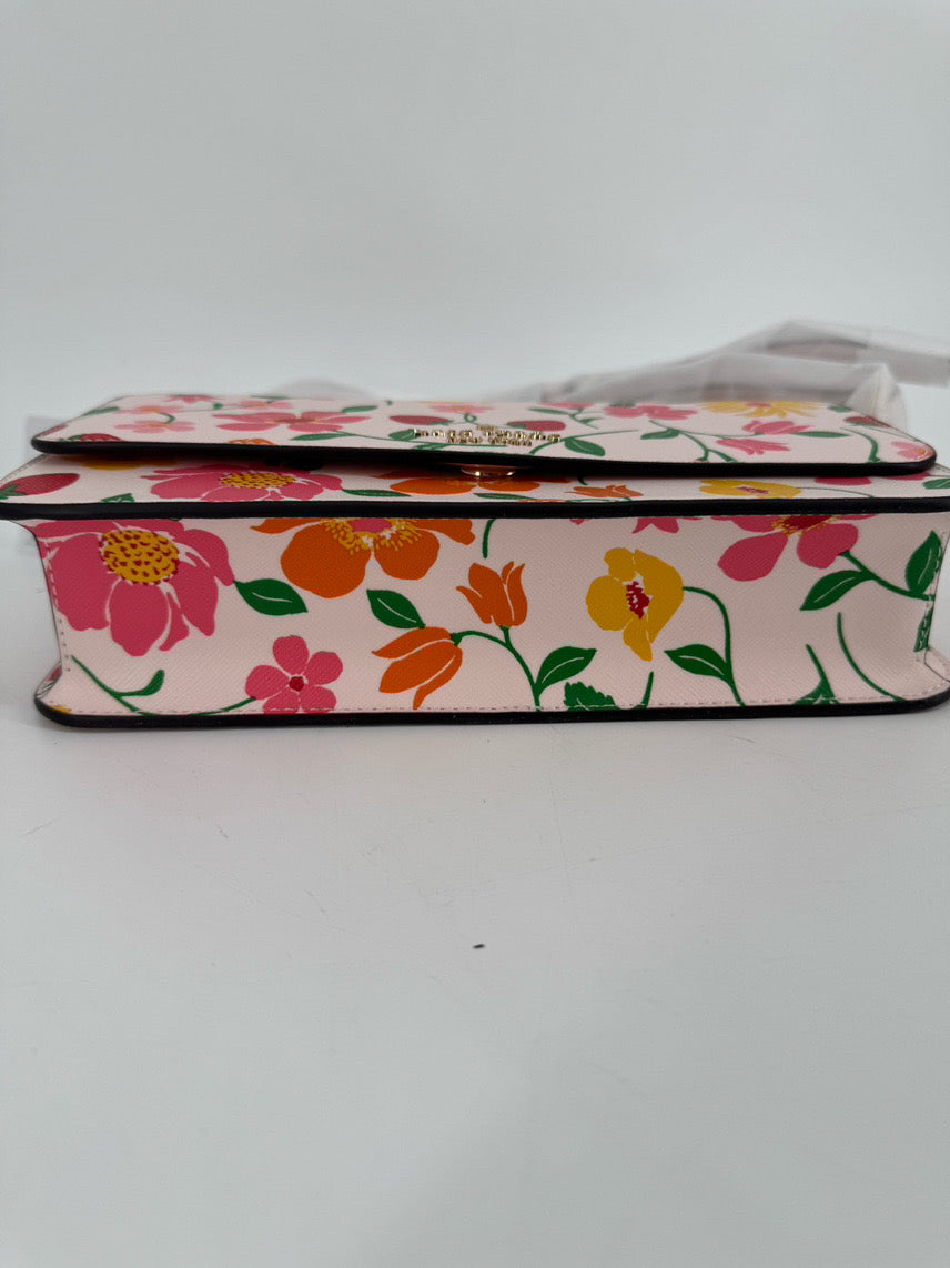 KATE SPADE Pink Leather Floral Madison Flap Crossbody Bag NWT