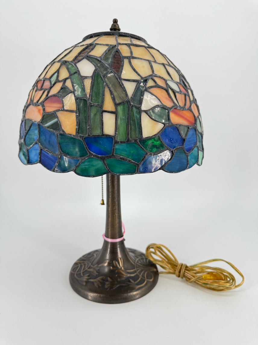 Cream, Green & Blue Tiffany Style Lamp