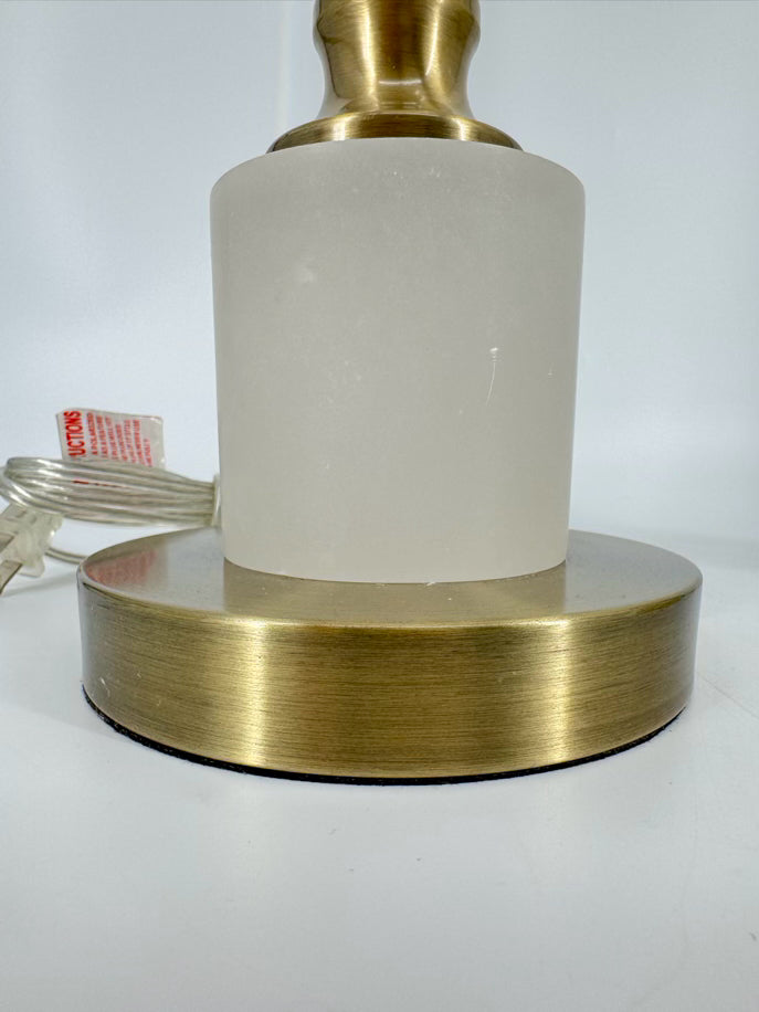 Crystal, Polished Metal, & Alabaster Pair of Lamps