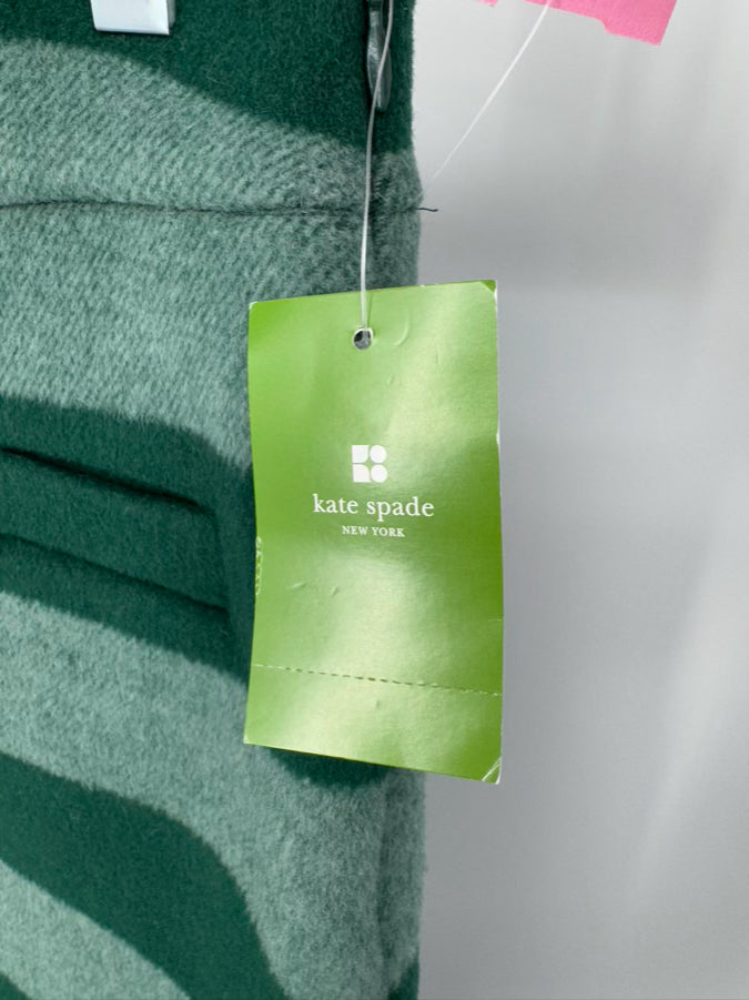 KATE SPADE Size 4 Green Stripe Wool Julie Skirt NWT