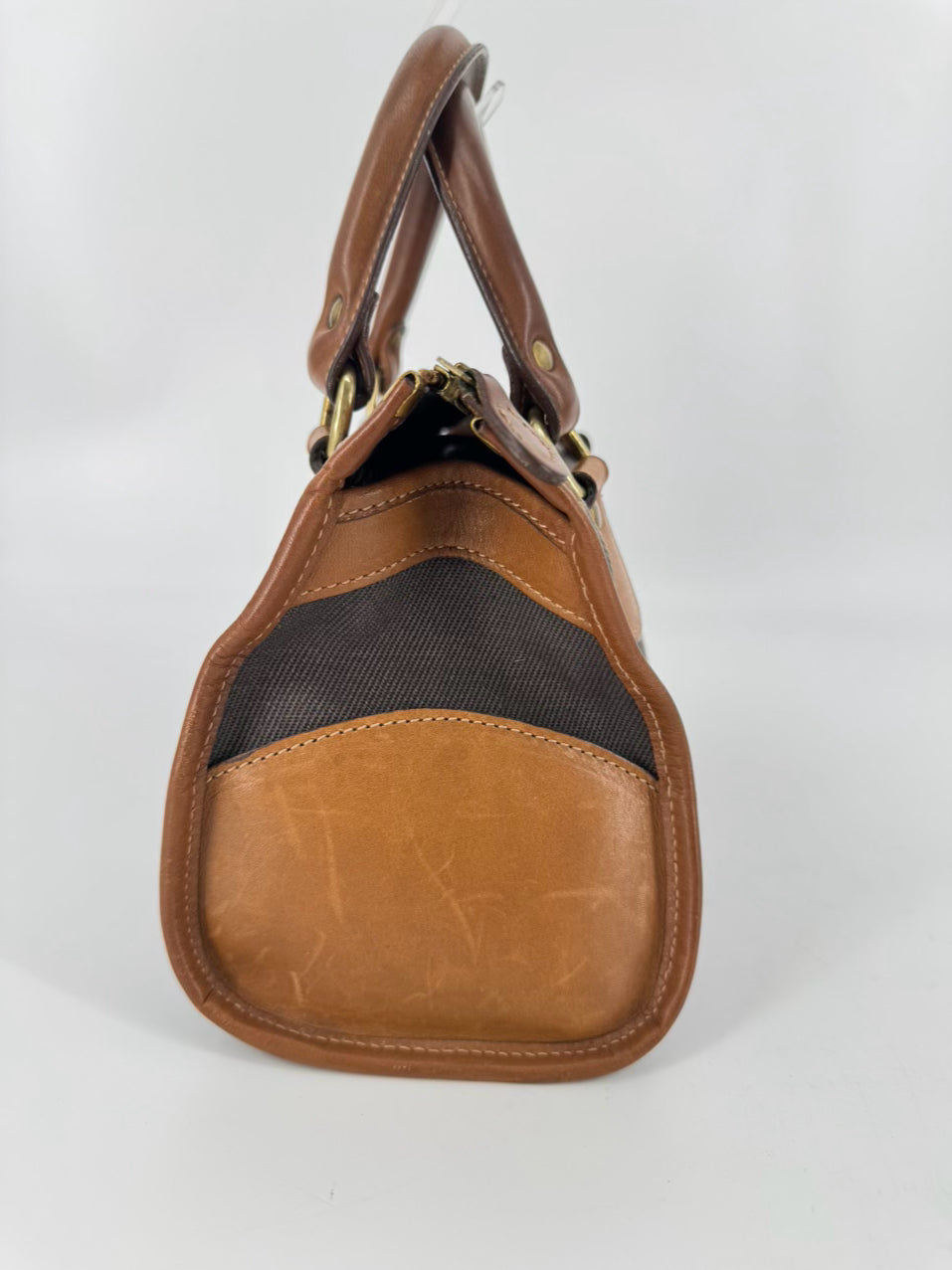THE ORIGINAL GHURKA BAG Taupe & Brown Leather & Canvas Purse