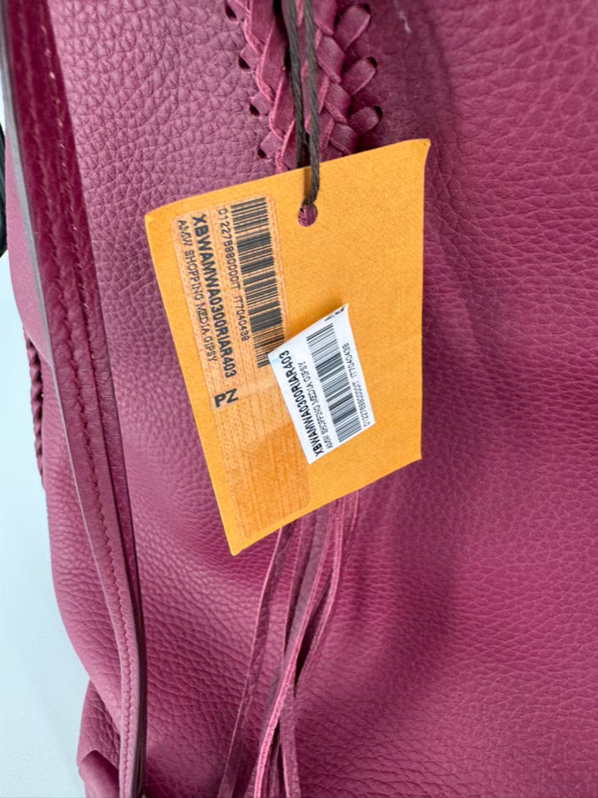 TODS Wine Leather Tassel Tote NWT