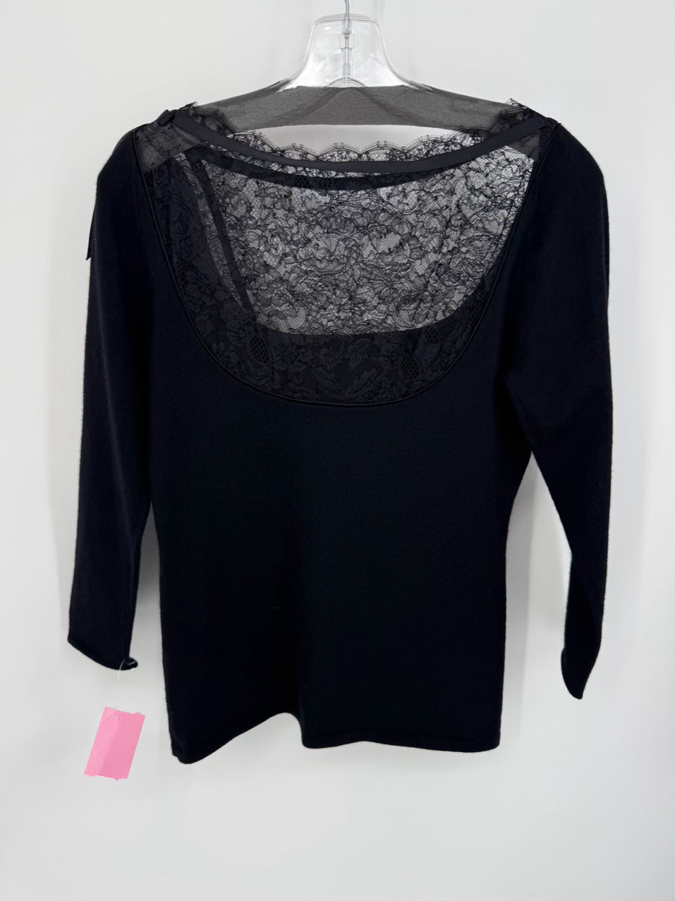 HEIDI WEISEL Size M Black Cashmere Silk Lace Detail Sweater