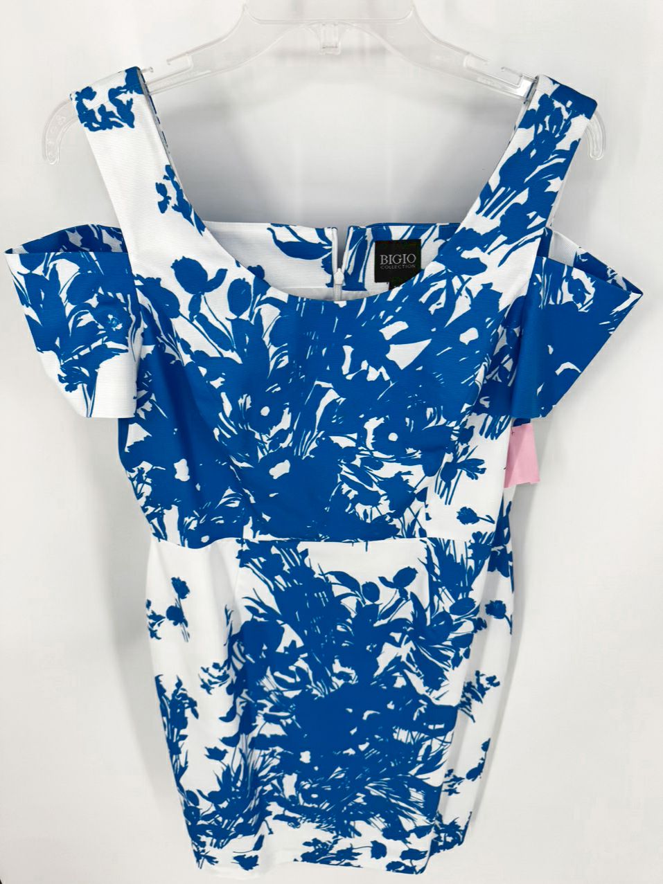BIGIO Size 12 White & Blue Floral Sleeveless Dress