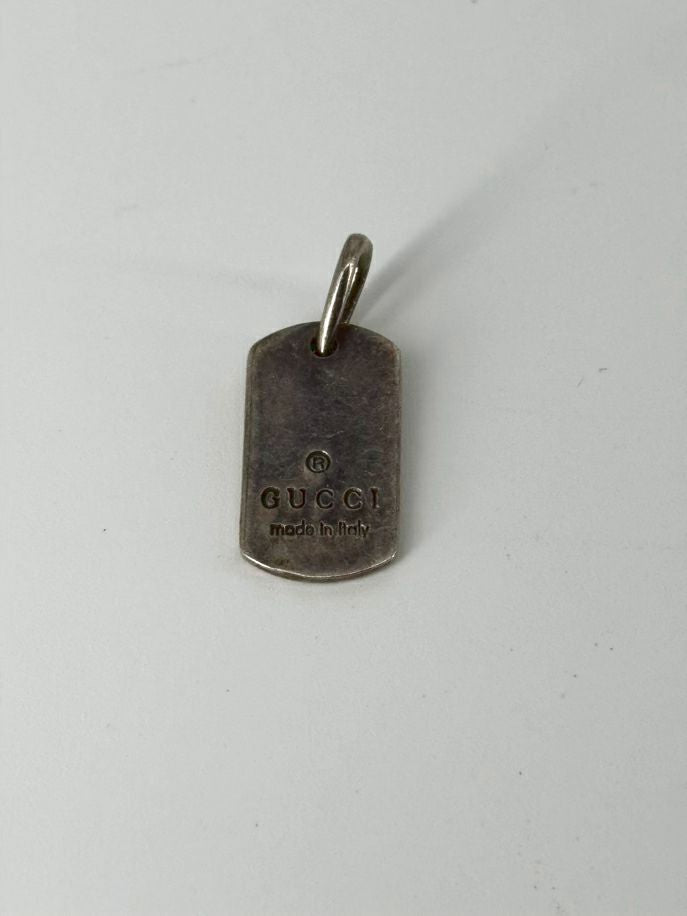 GUCCI Sterling Silver Dog Tag Charm