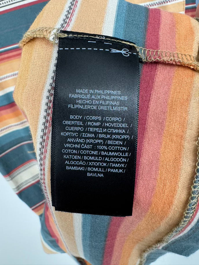 DOUBLE RL & CO Size S Teal & Orange Stripe T-shirt NWT
