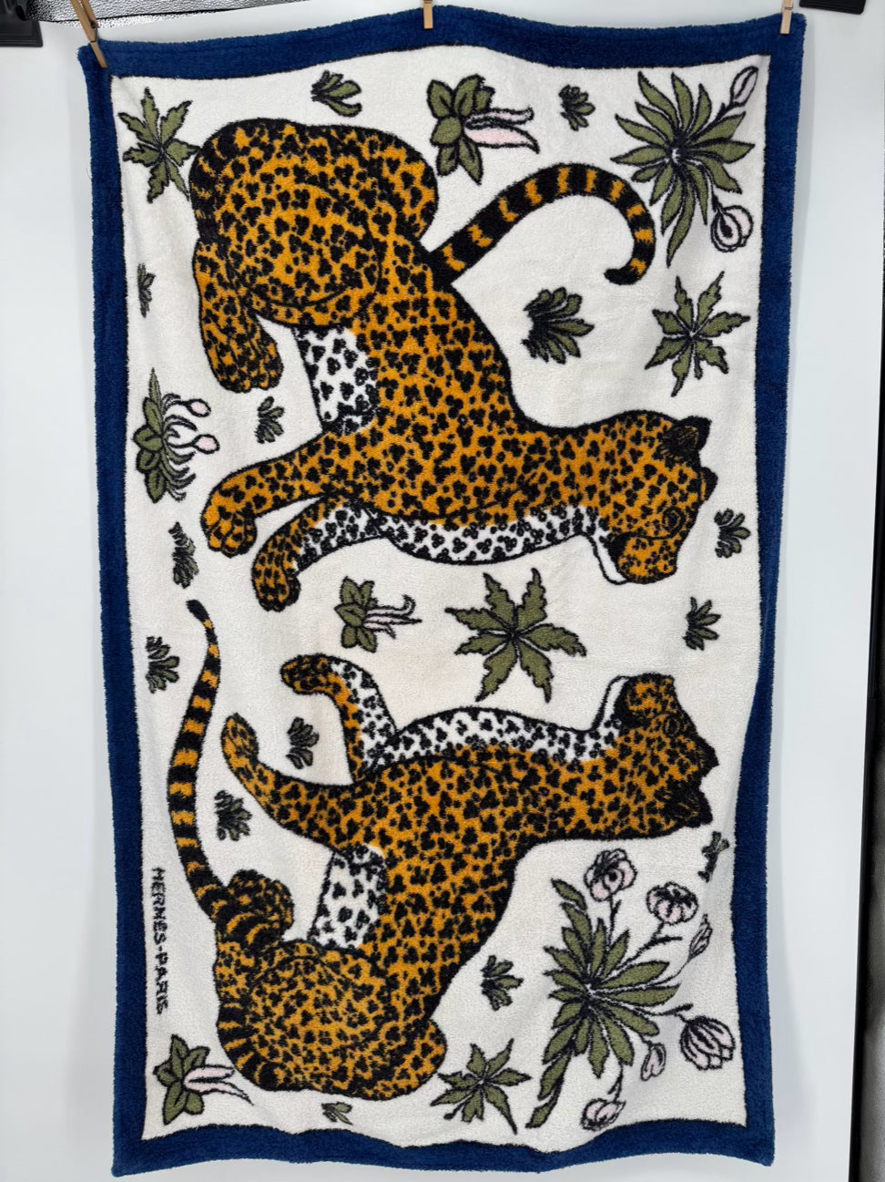 HERMES Blue & Yellow Cheetah Pair of Beach Towels