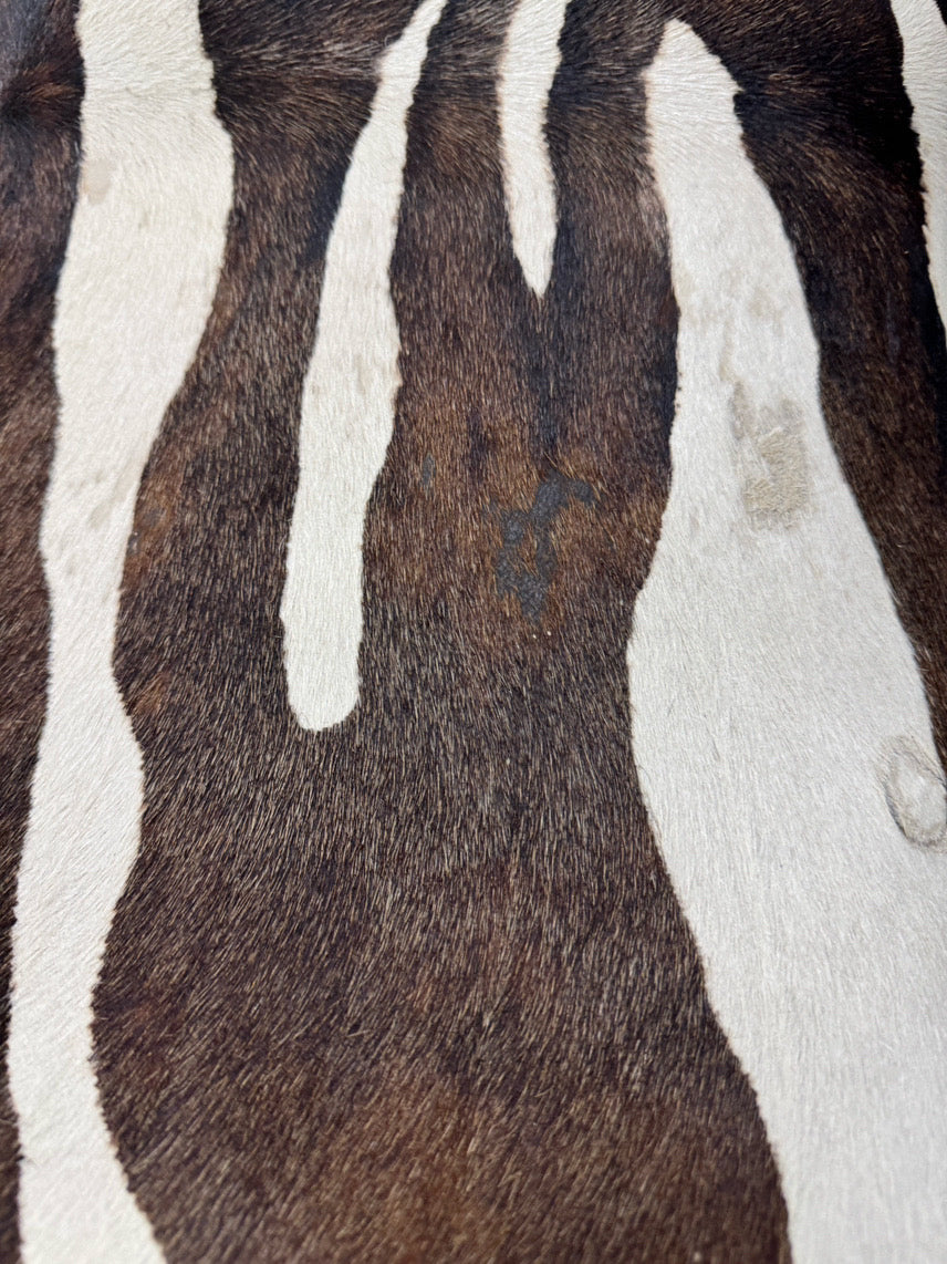 Brushed Silver Metal & Zebra Print Fabric Foot Stool
