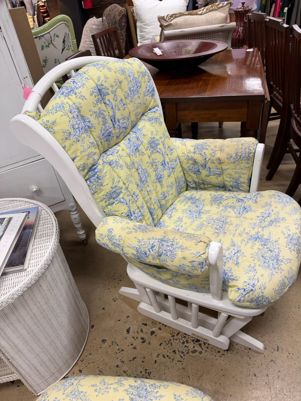 DUTAILIER White Glider Rocker Chair