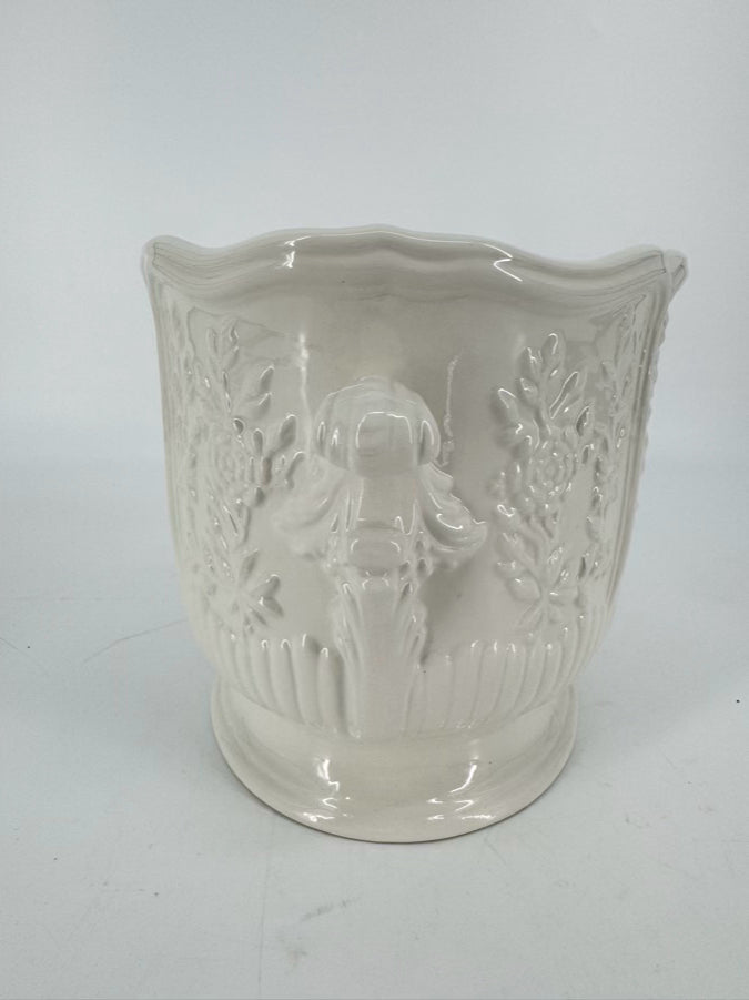 MOTTAHEDEH White Porcelain Oval Cachepot w/ Handles