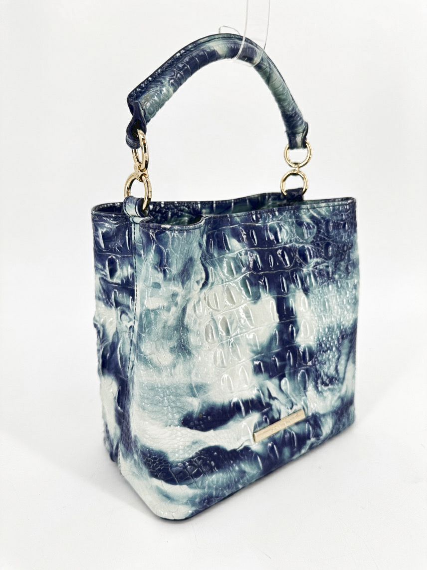 BRAHMIN Aqua Tie-Dye Embossed Leather Bucket Bag