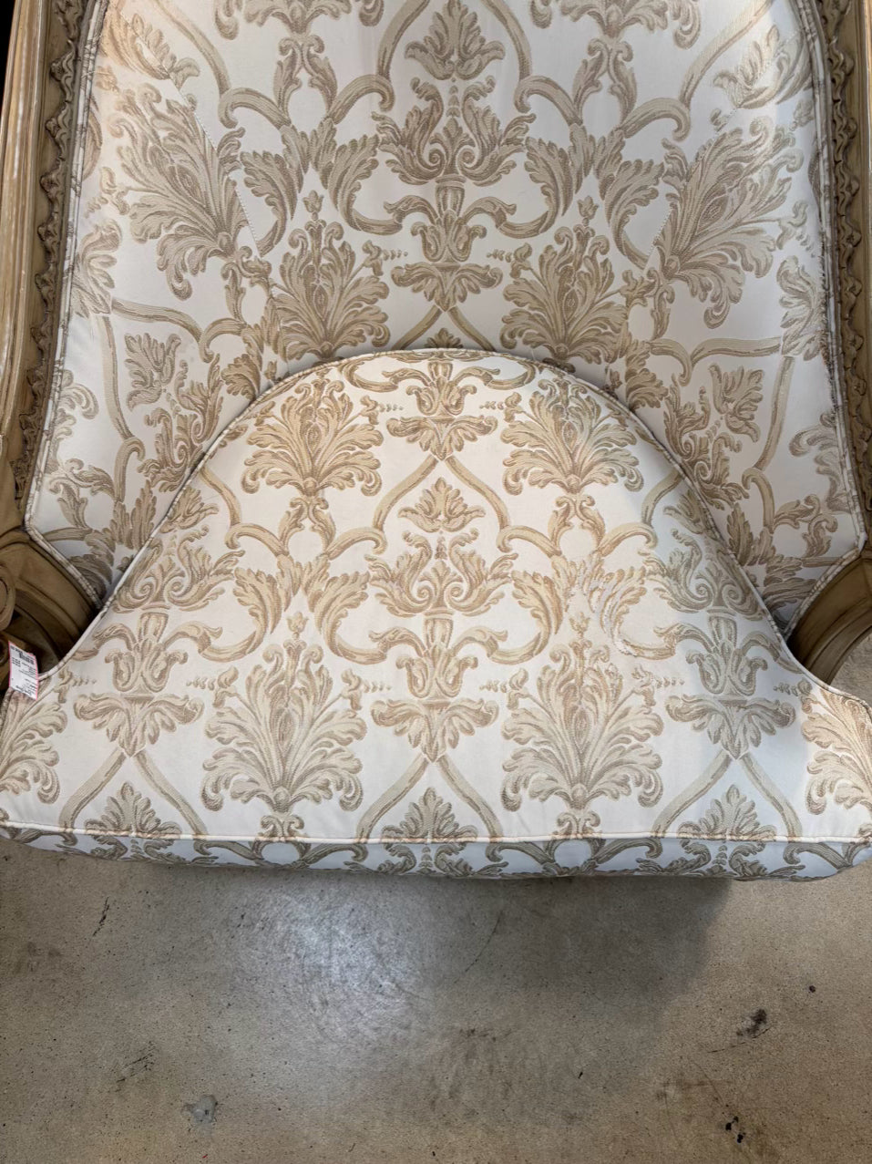 HENREDON Wood Cream Chair & Ottoman