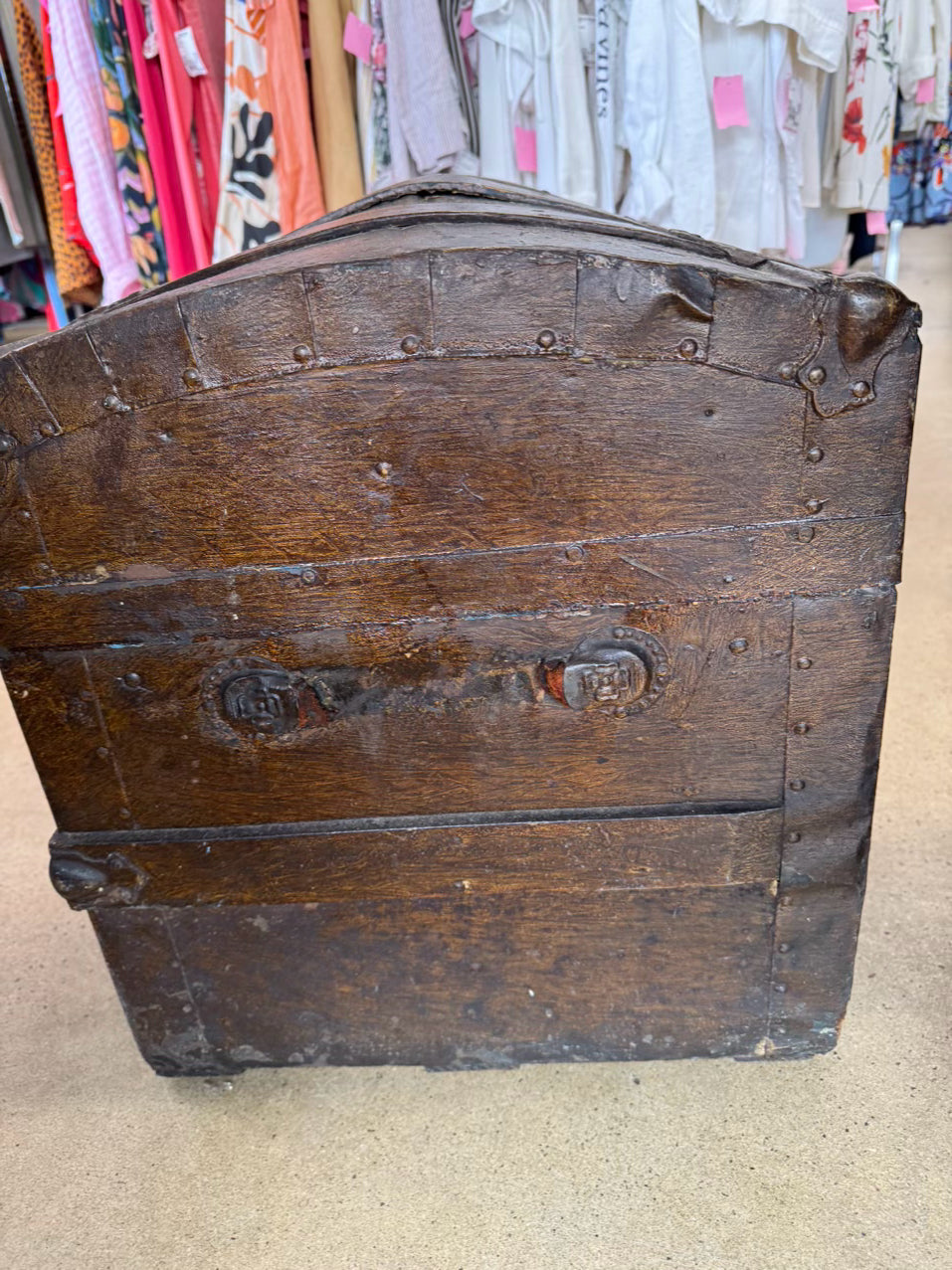 ANTIQUE Wood Roll Top Trunk