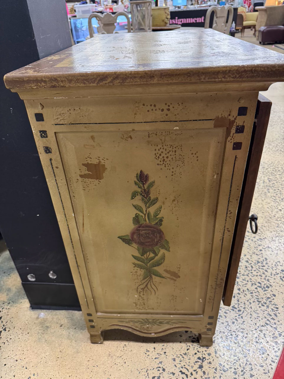 INDONESIA Painted Wood Shabby Chic Rooster Cabinet