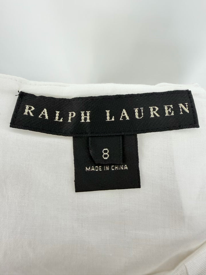 RALPH LAUREN BLACK LABEL Size 8 Cream & Gold Linen Skirt NWT