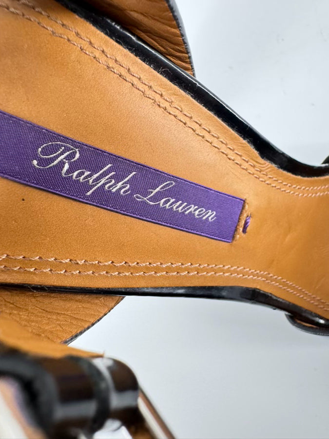 RALPH LAUREN PURPLE LABEL Size 39 Black Patent Leather Pumps