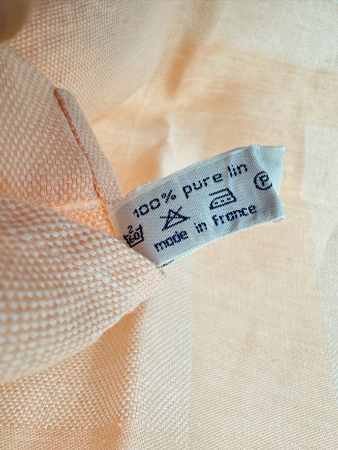 HERMES Peach Linen Monogram "H" Tea Towel
