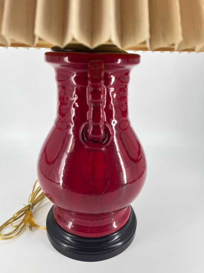 Red Ceramic Lamp W/ Handles
