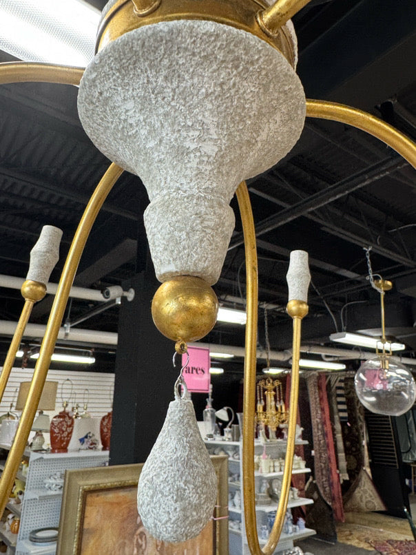 PERIGOLD Gold & Clay Teardrop Detail 6-Arm Chandelier