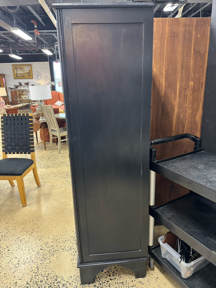 VINTAGE Black Painted Wood 6-Drawer Wardrobe