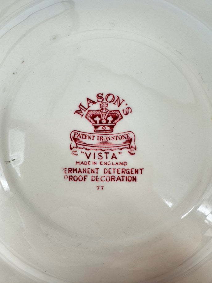MASONS ENGLAND Red & White China Set of 8 Soup Bowls